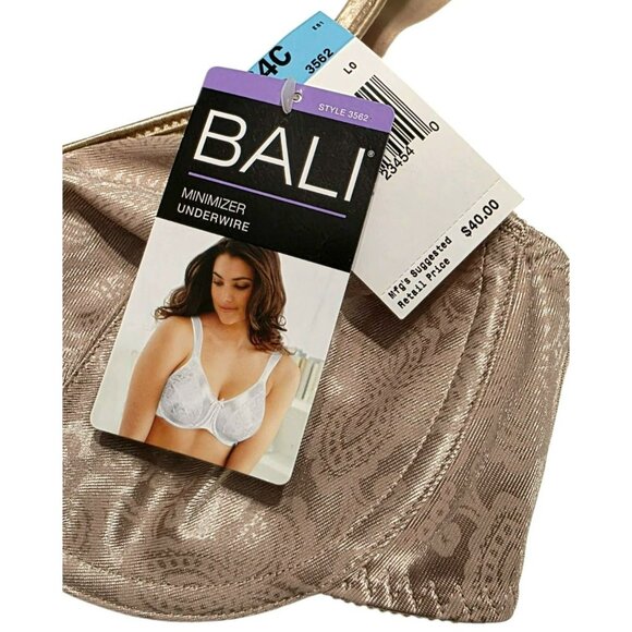 New Bali Minimizer Underwire Bra 34C #3562 Beige Comfort Cushion Straps Support - Picture 2 of 11